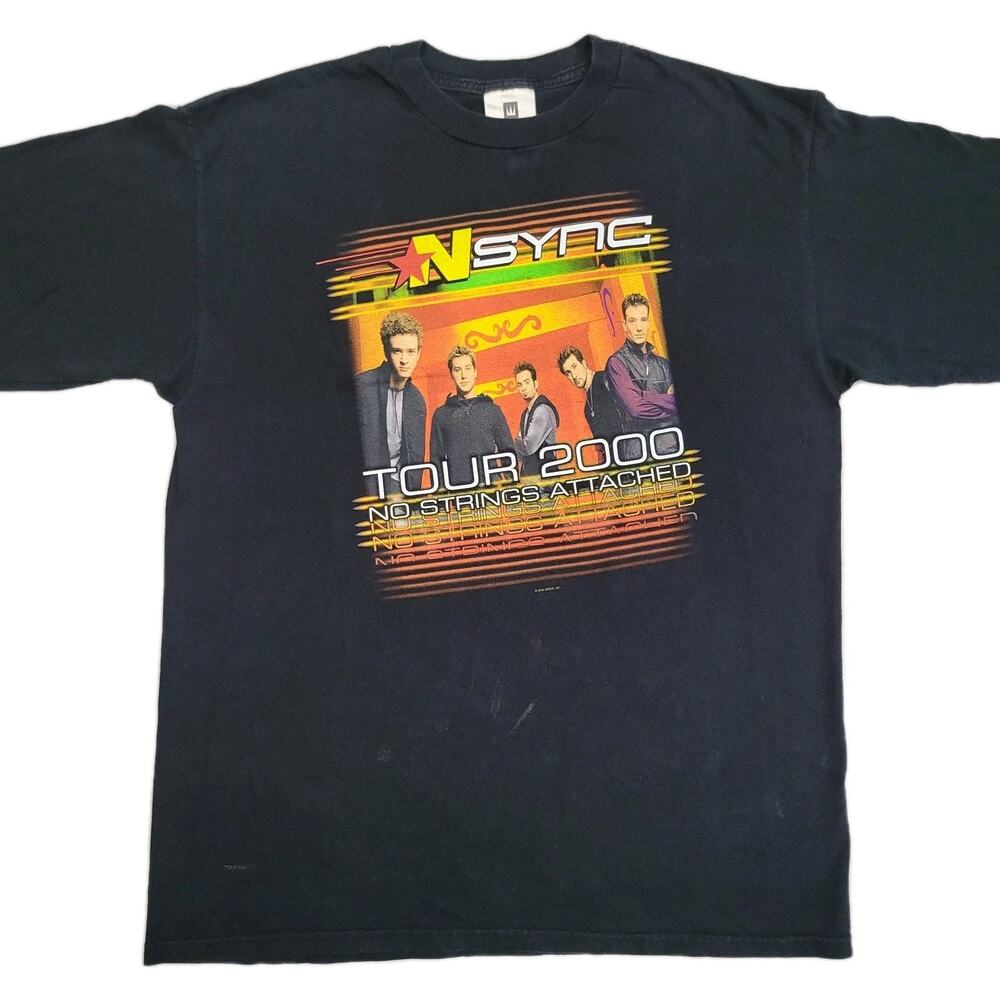 *NSYNC TOUR 2000 NO STRINGS ATTACHED VINTAGE BAND T-SHIRT BLACK XL